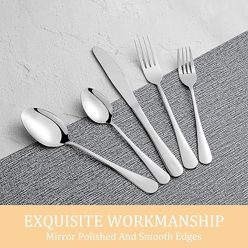 Miniatura 6 de Juego de cubiertos de 20 piezas, juego de 5 piezas de cubiertos de acero inoxidable de alta calidad, juego de cubiertos pulido con espejo, tenedor,