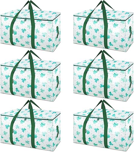 BALEINE Paquete de 6 bolsas de mudanza de gran tamaño con asas reforzadas, bolsa de almacenamiento resistente para ropa, suministros de mudanza