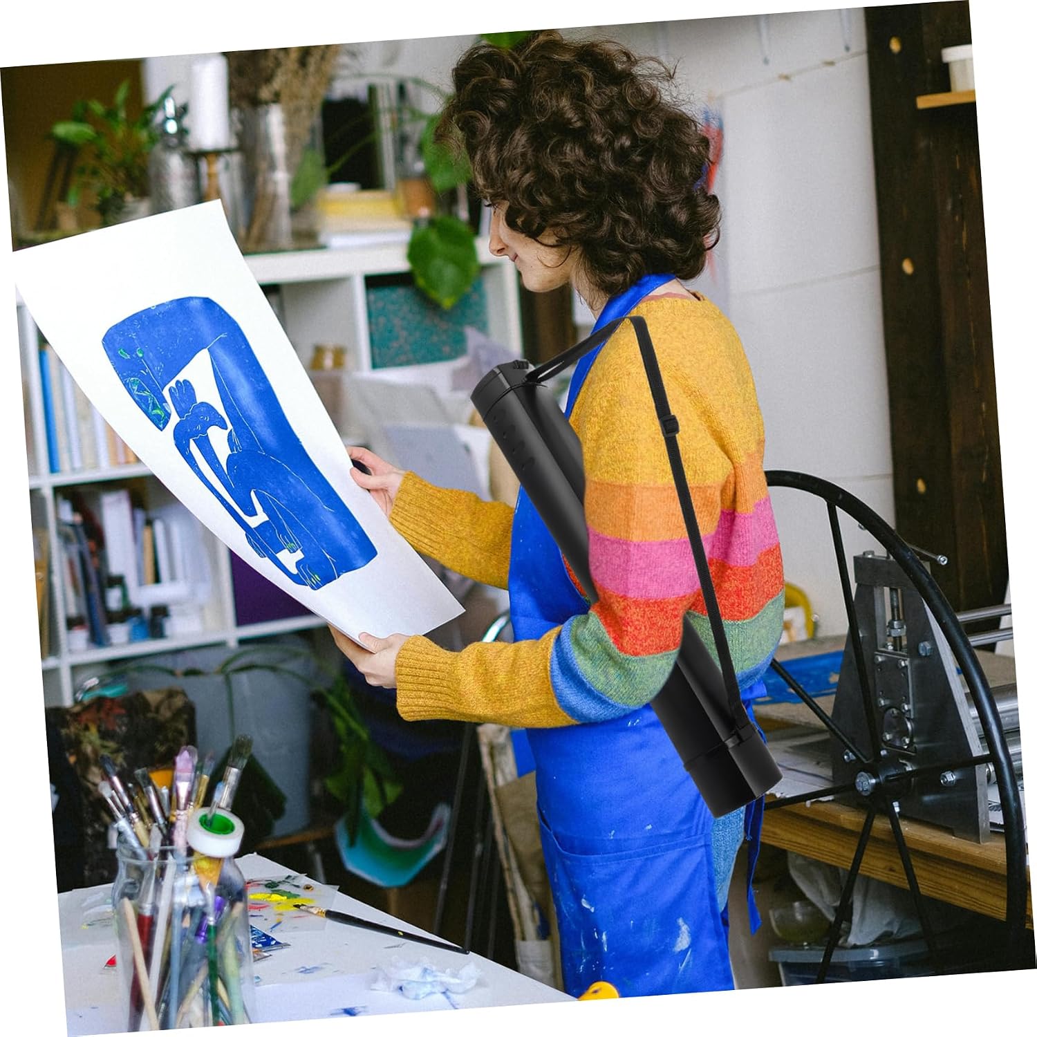 Telescoping Poster Tube with Anti-Slip Rolling Cap for Artwork Drawings and Maps Extendable Plastic Blueprint Storage Tube with Handle for Convenient Transport