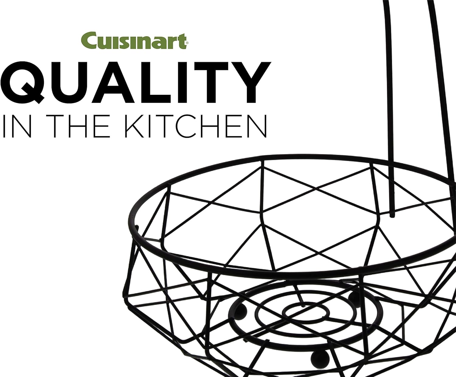 Cuisinart Stainless Steel Fruit Basket with Banana Hanger, Matte Black - Perfect Fruit Basket for Kitchen & Dining Tables to Showcase & Organize Fresh Produce - Sturdy Banana Holder with Fruit Storage