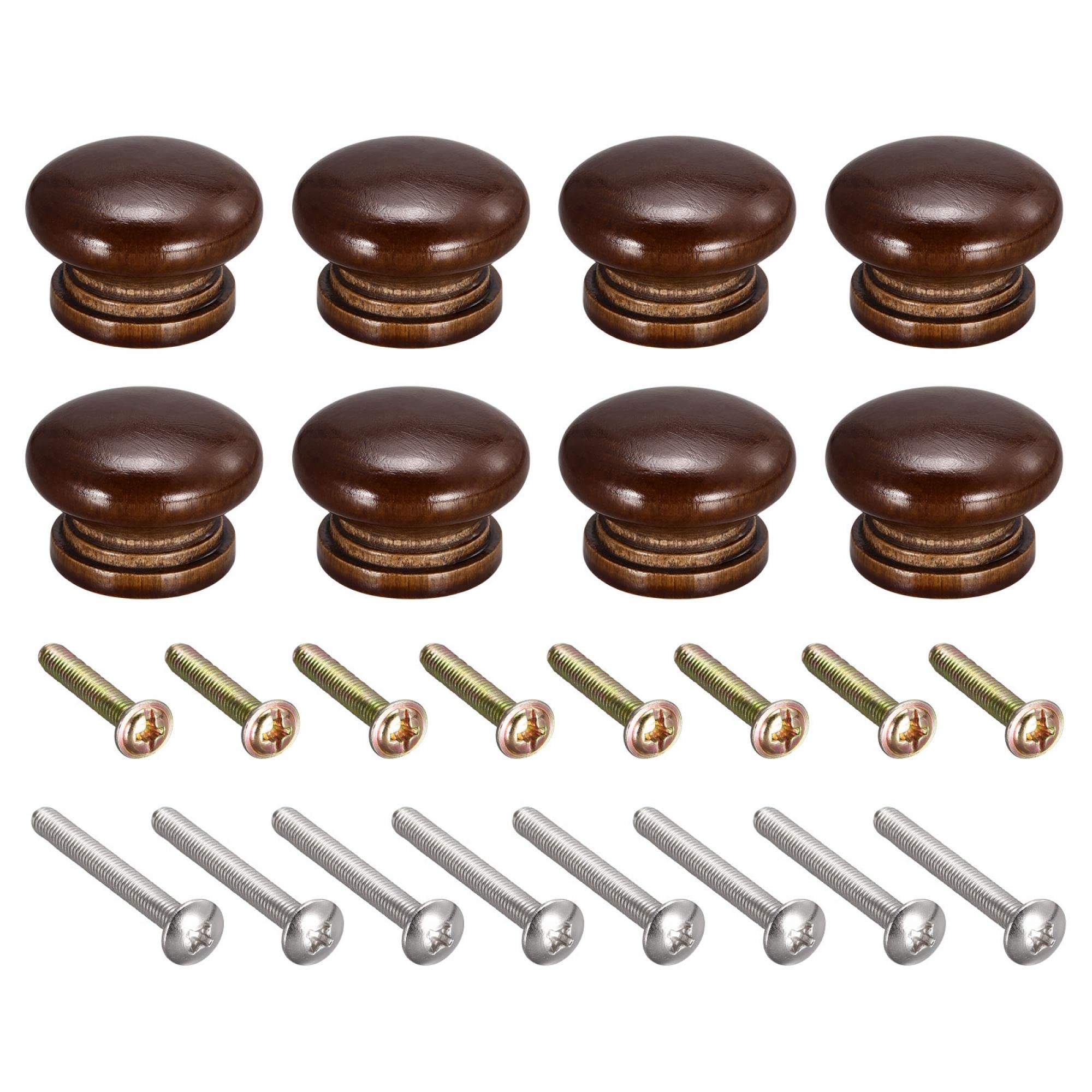 Poignées en bois uxcell réparer tiroir usé lot de 8 boutons marron foncé 33mm