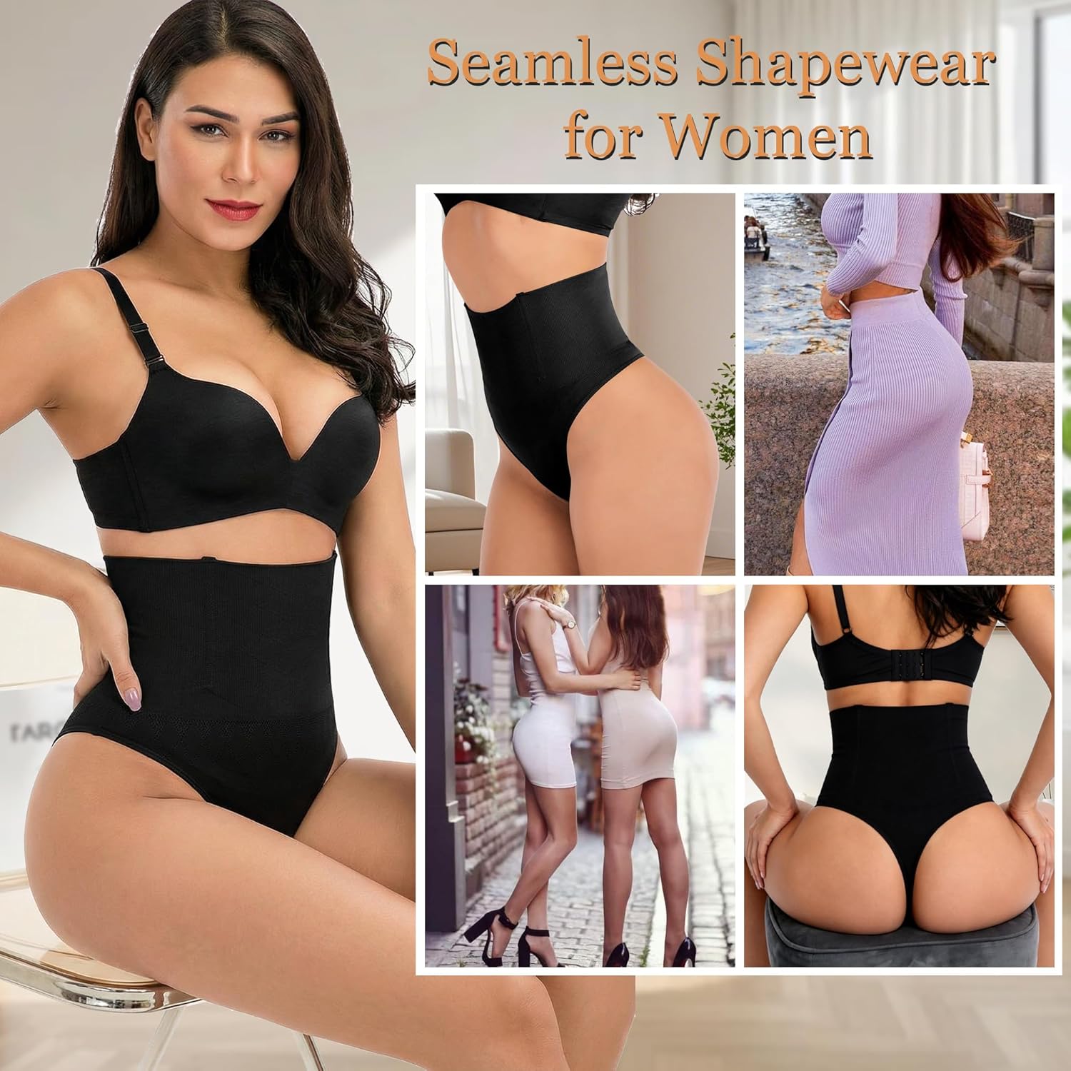 FOCUSSEXY Tummy Control Shapewear Pnaties for Women Body Shaper Seamless Mid-Waist Sexy Thongs Stomach Shapewear Underwear - Image 5