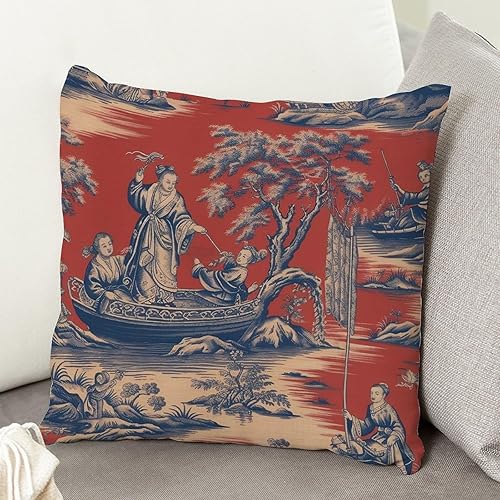 Miniatura 5 de ArogGeld Chinoiserie - Fundas de cojín de estilo chino chino rojo de dinastía real, estilo oriental tradicional chino, decoración de casa de campo