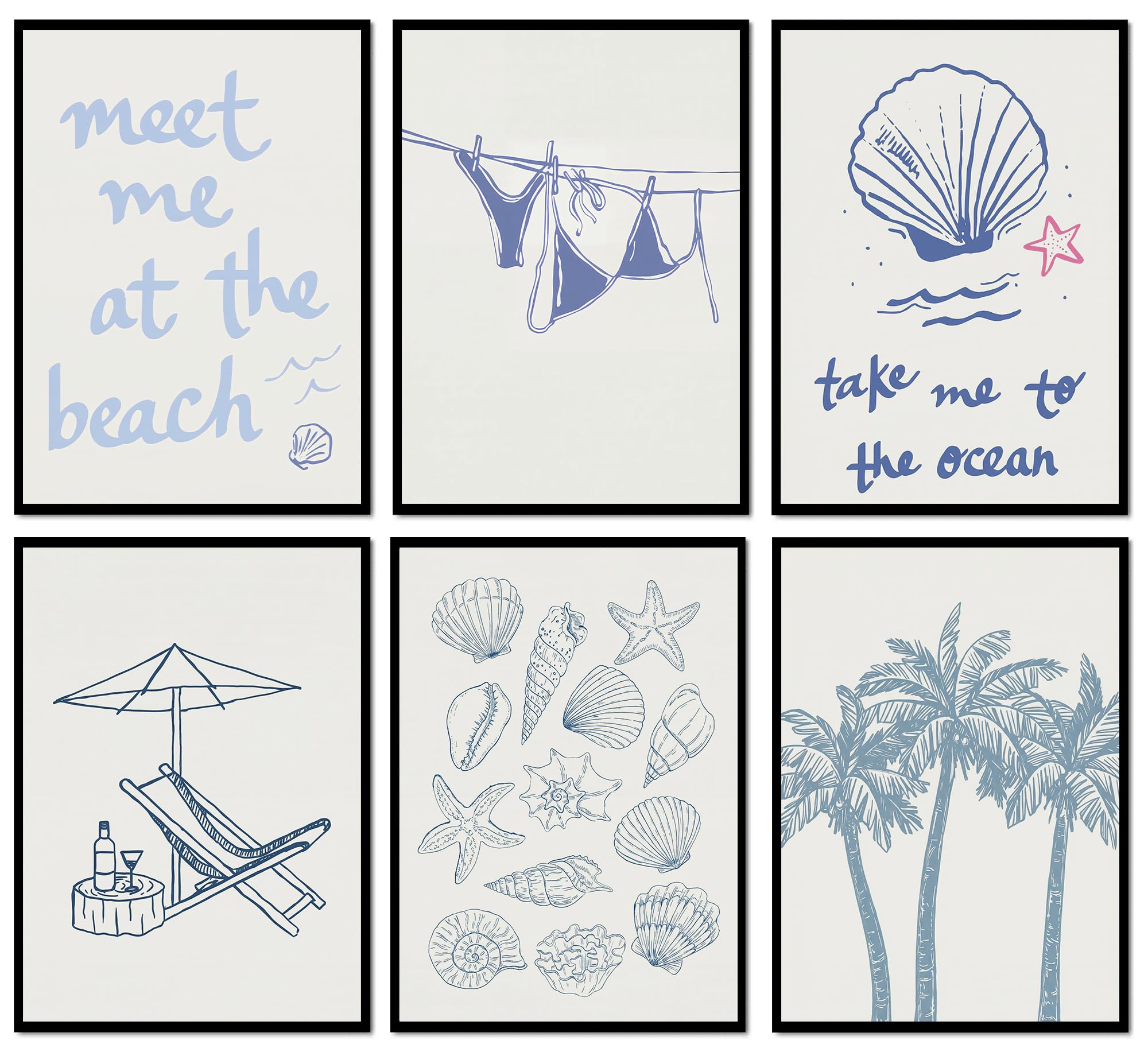 Pastel Coastal Wall Art - 6 Prints FREE SHIPPING -10