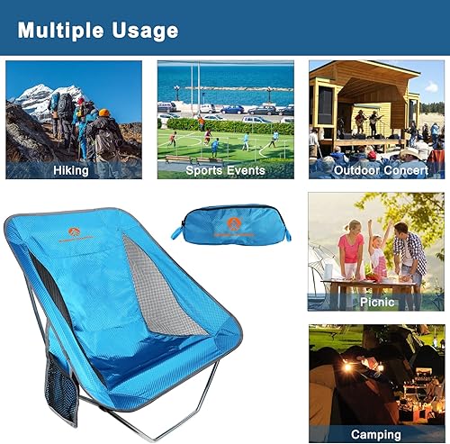 Miniatura 6 de Silla de campamento plegable ultraligera, sillas de campamento plegables con bolsa de transporte para senderismo, mochileros, picnic, conciertos al