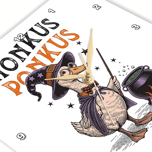 Miniatura 3 de 3dRose, Honkus Ponkus Funny Vintage Halloween Duck Wizard, 10x10 Wall Clock