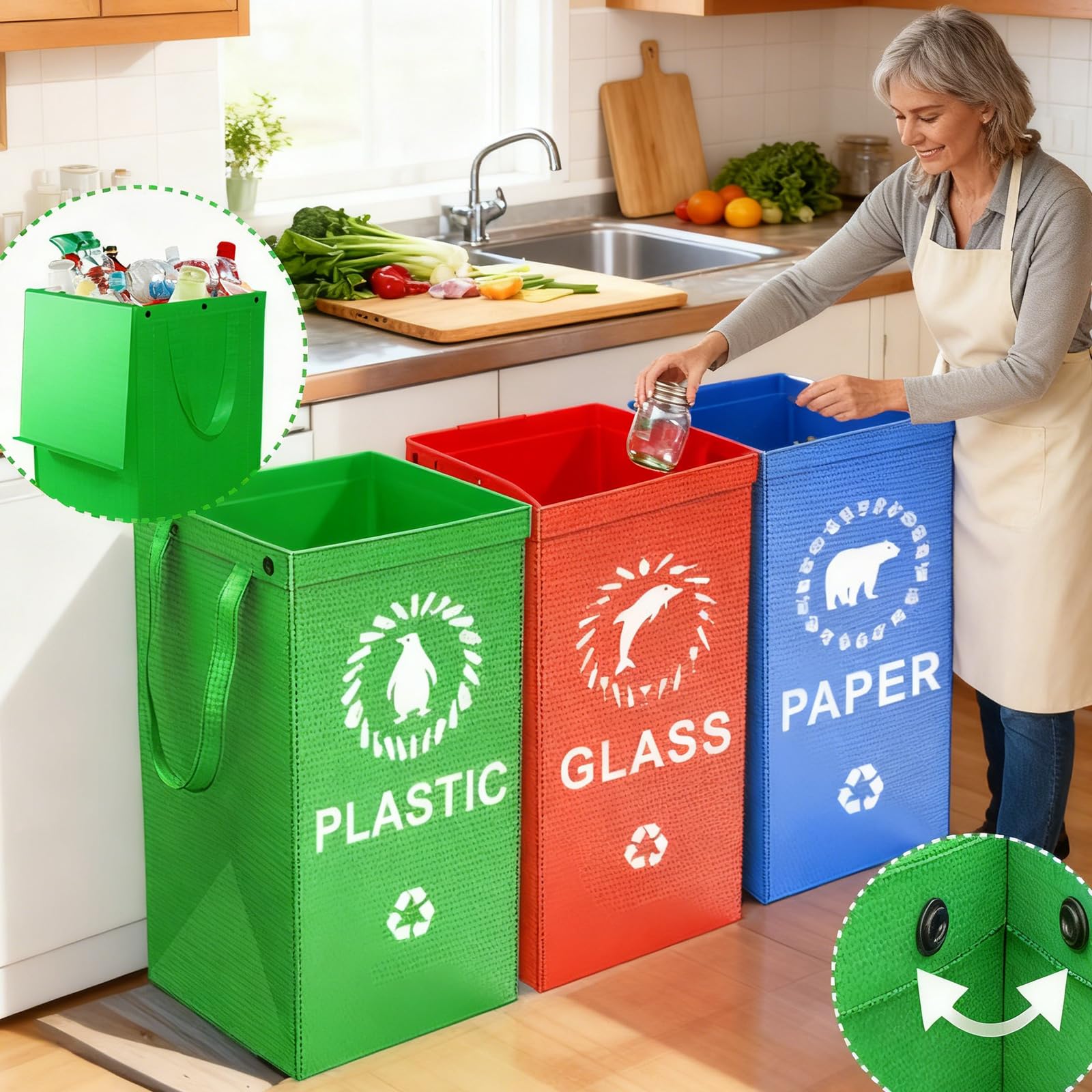 Bolsa de basura tejida para hogar, diseño a prueba de fugas, bolsa de basura de gran capacidad para cocina, baño, uso en oficina, bolsas de basura