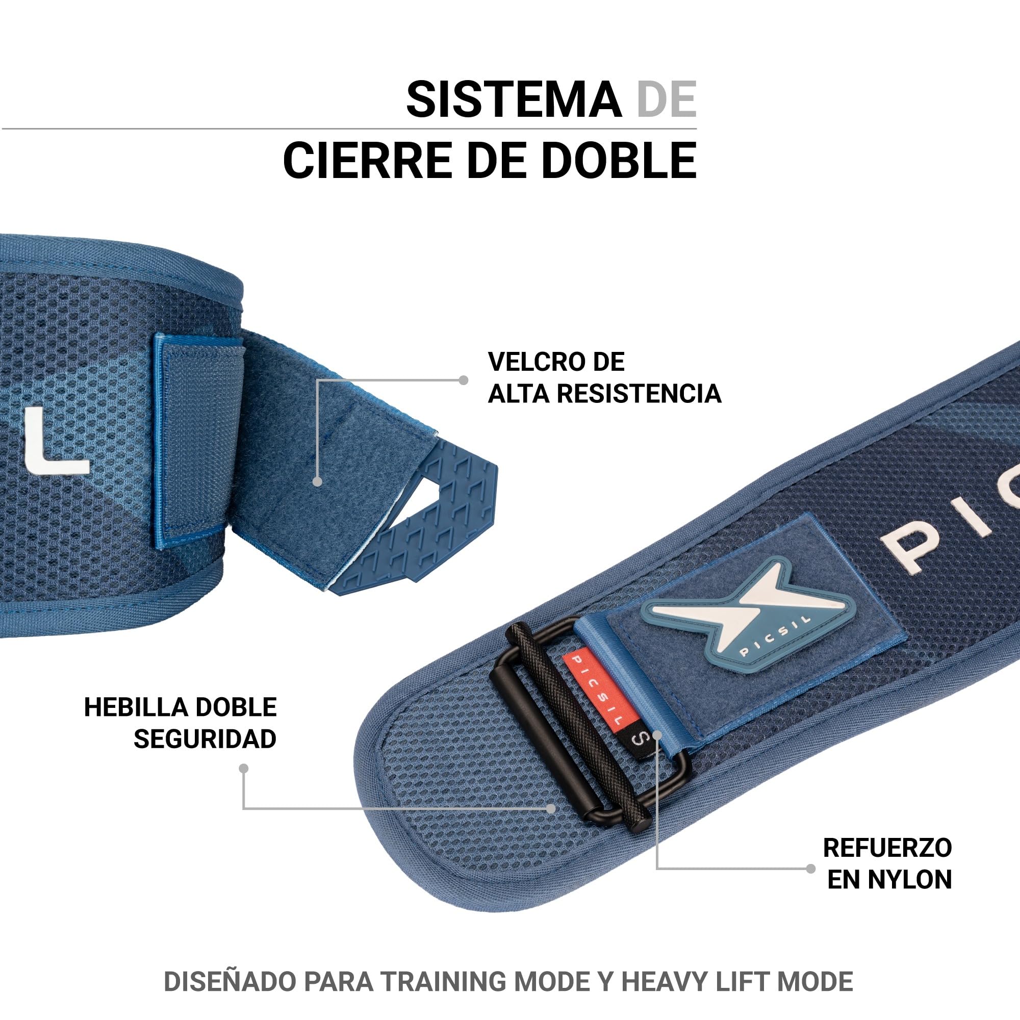 PICSIL Cinturón Lumbar – Faja para Cross Training, Halterofilia y Gym, Soporte con EVA Foam, Malla 3D Transpirable y Cierre de Doble Seguridad
