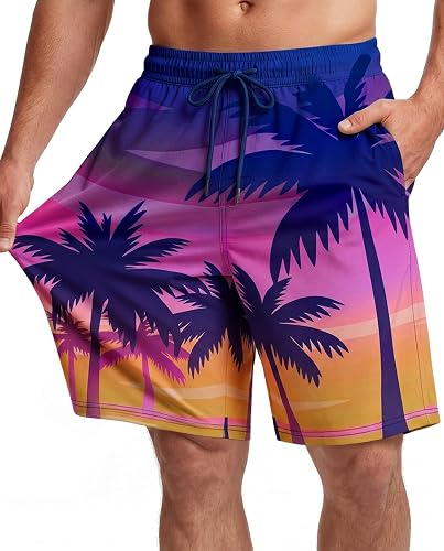 Men Swim Trunks 9 Inch with Mesh Lining Breathable Quick Dry Drawstring Pockets for Summer Beach Pool Board