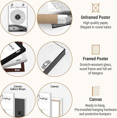 Vista 150 de VICILO Póster musical personalizado con letras de canciones, decoración sentimental perfecta, regalo de San Valentín para él, regalos de novio