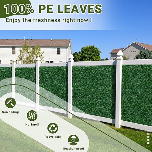 Miniatura 3 de 12 paneles de boj artificiales de 20 x 20 pulgadas, resistentes a los rayos UV, pared de césped sintético realista para setos de privacidad en