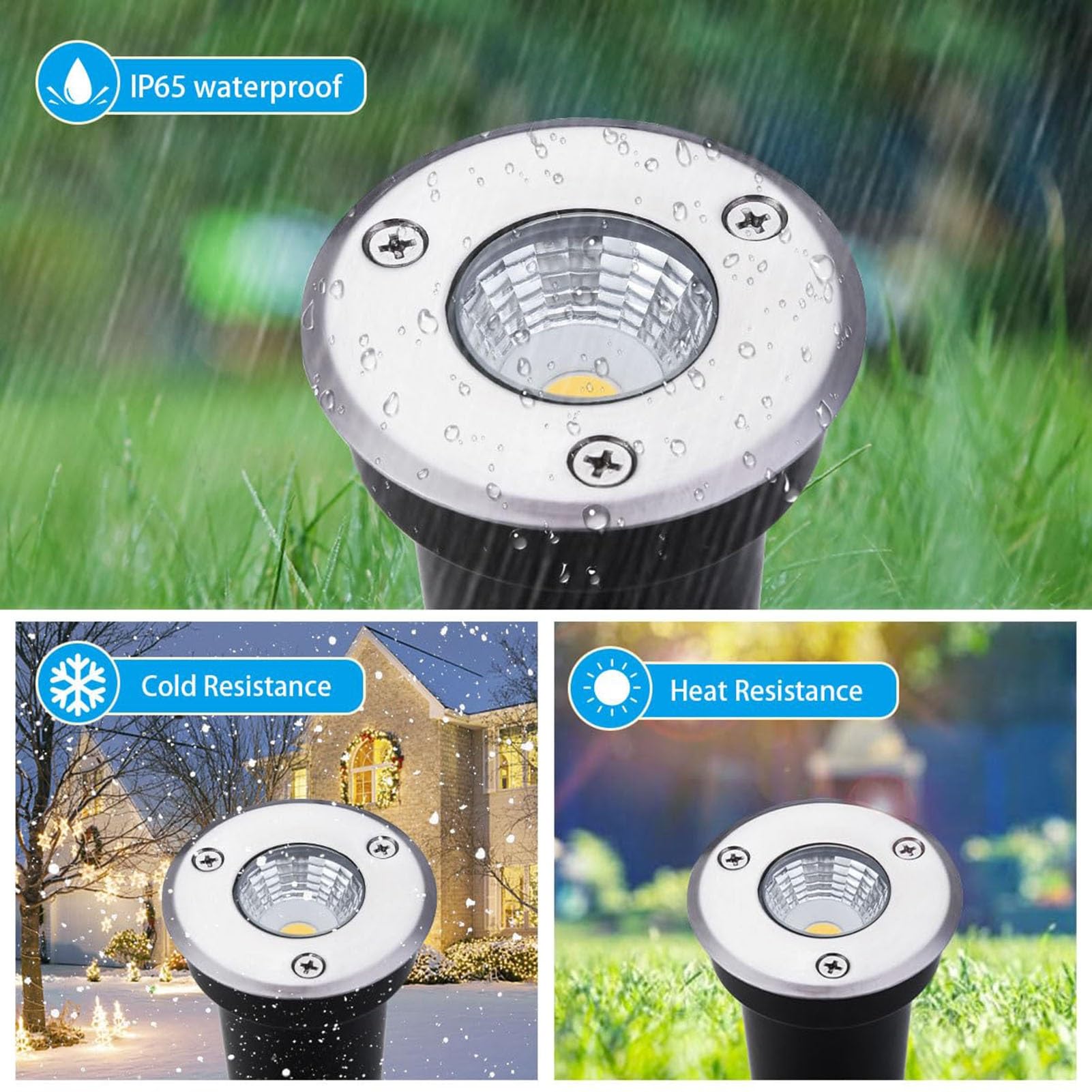 6 Pezzi Faretto Da Incasso A LED Da Pavimento - Faretto Da Incasso Per Esterni Da 3W, Lampada Da Pavimento Per Esterni, Faretto Da Giardino Interrato, Luci Interrate Rotonde Per Esterni DC 12V-24V(Coo
