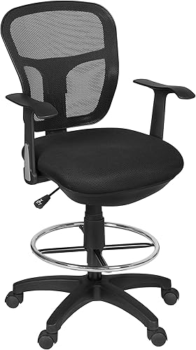 Regency Harrison - Taburete giratorio ajustable de altura de barra giratoria con respaldo de malla, silla de oficina alta ergonómica con soporte