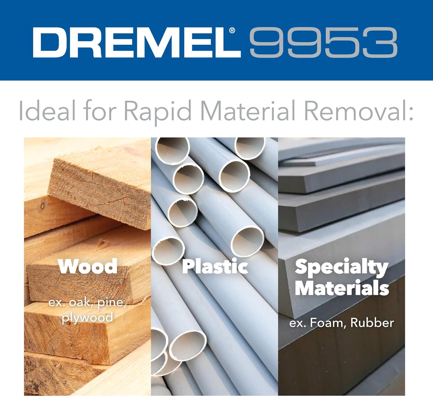 Dremel 9953 Flame Tip 3/8" Power Rotary Carving Bit - Ideal for Removal and Smoothing Applications in Wood, Plastic, Foam, and Rubber