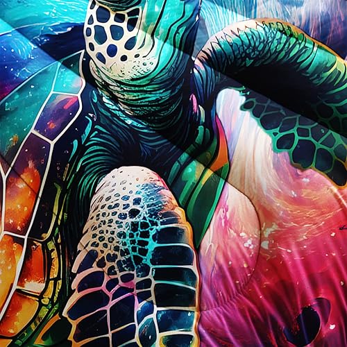 Miniatura 5 de HOSIMA Juego de edredón de tortuga marina, tamaño King, cielo estrellado, galaxia, tamaño King, para niños y adolescentes, animales marinos,