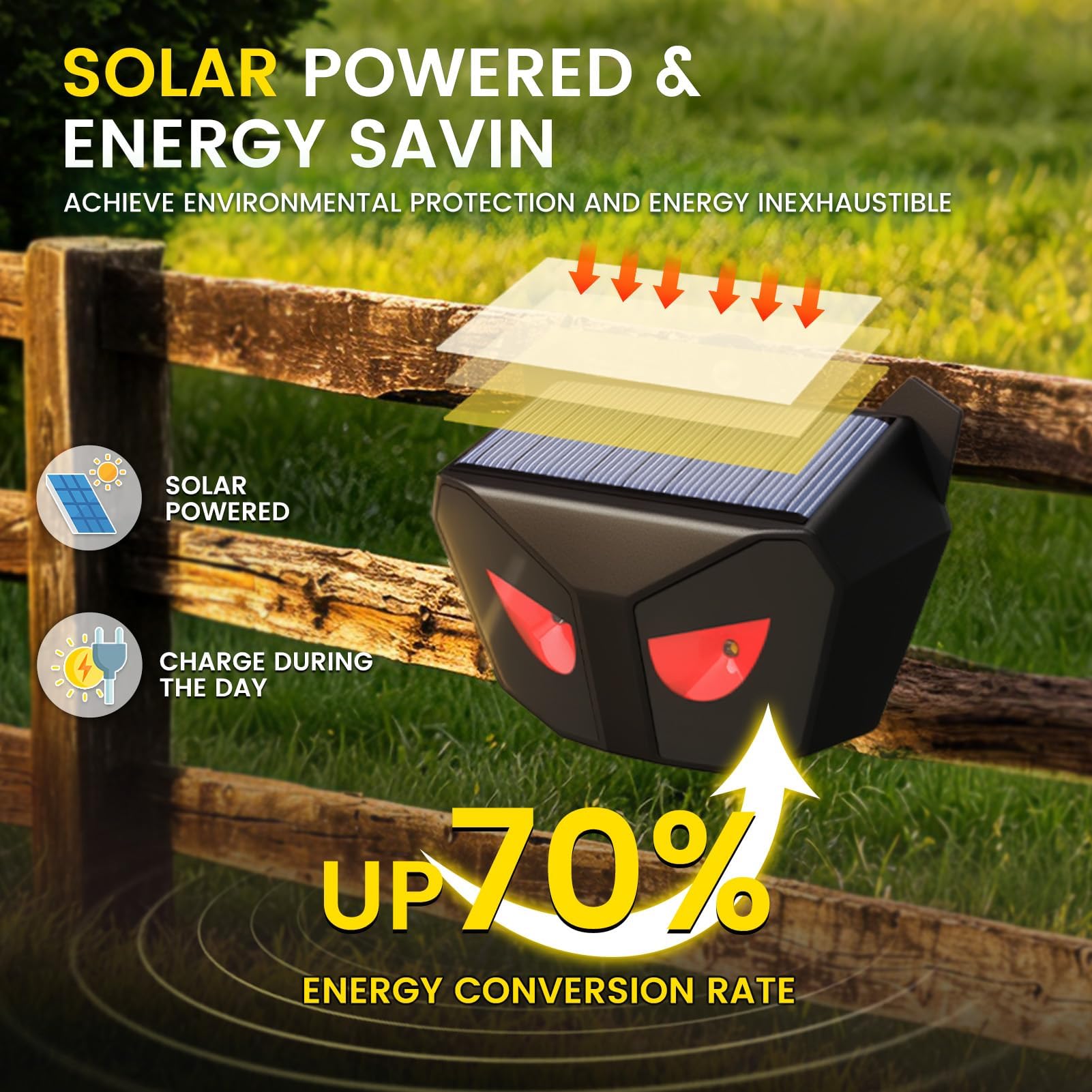 Repelente de Gatos por Ultrasonido, Ahuyentador de Gatos Solar para Jardín con Sensor y Luz Flash, Dispositivo de Repulsión para Exterior para Ahuyentar Gatos y Murciélagos