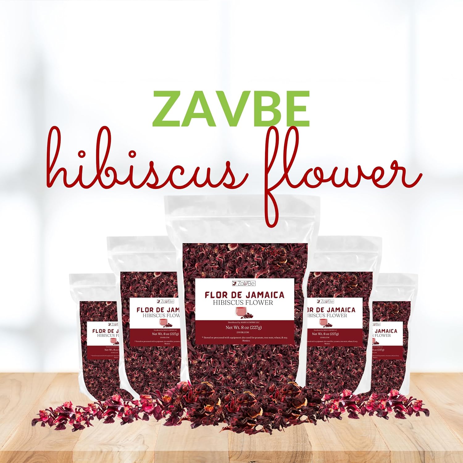ZAVBE Hibiscus Tea 2lbs Dried Hibiscus Flower Perfect for Hibiscus Tea loose leaf, Flor de Jamaica, Cut and Sifted Packaged in Resealable Bag Hot & Iced Tea, Whole Flowers and Petals. (32, Ounces)
