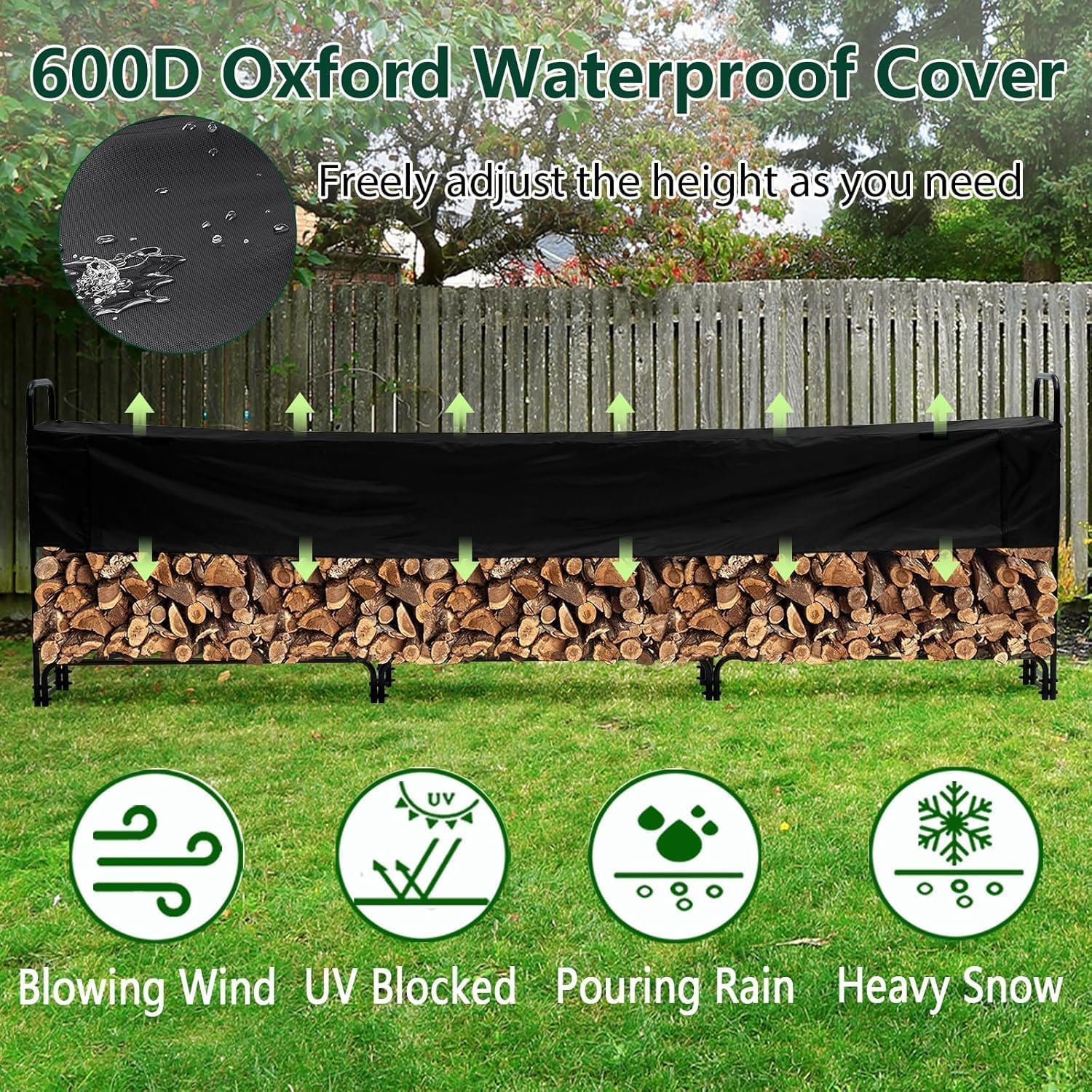 Outdoor Firewood Rack, 12 .5FtHeavy Duty Steel 3/4 Rope Log Stacking Rack, Firewood Storage Rack for Indoor Fireplaces, Fireplace Patio Deck Garden Wood Storage Racks