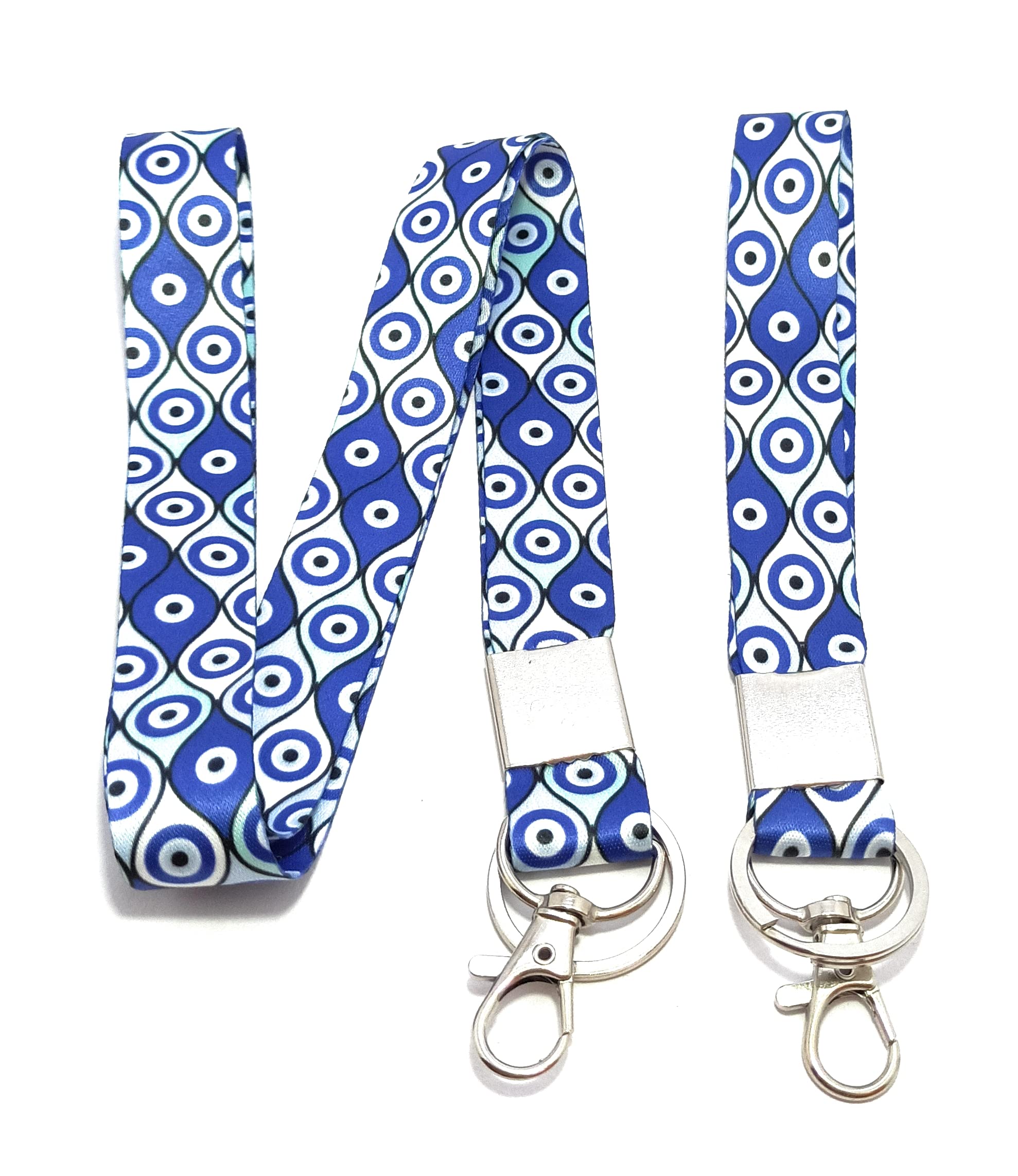 Evil Eye NazarBattu Lucky Charm Protect Negative Energy Fabric Lanyard Keychain Set Of 2 Blue-picture-29