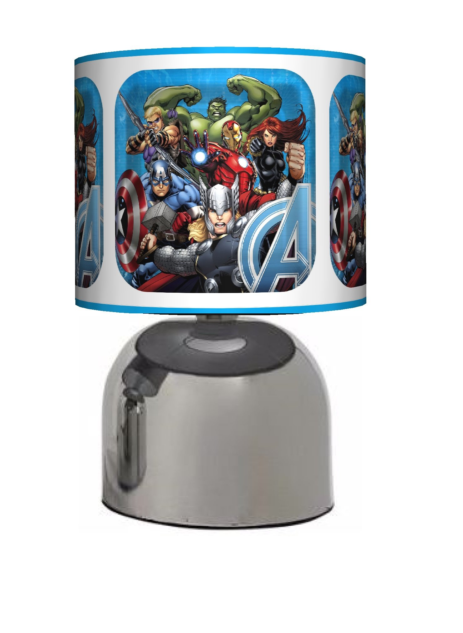 Avengers - Bedside Touch LAMP - Boys Blue Bedroom Light/LAMP Shade. Mains Operated (UK Plug)