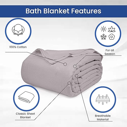 Miniatura 3 de Linteum Textile - Manta de baño para pacientes hospitalarios, de mezcla de algodón, para cama individual, manta ligera, 70 x 90 pulgadas, 1.75
