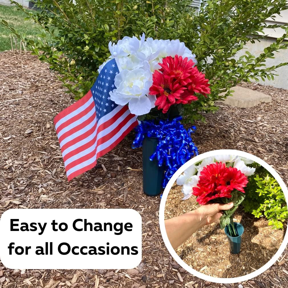 Evelots Cemetery Flower Vase with Sturdy Spikes/Stakes 12 Pack Outdoor Artificial or Fresh Flower Holder Grave Decoration