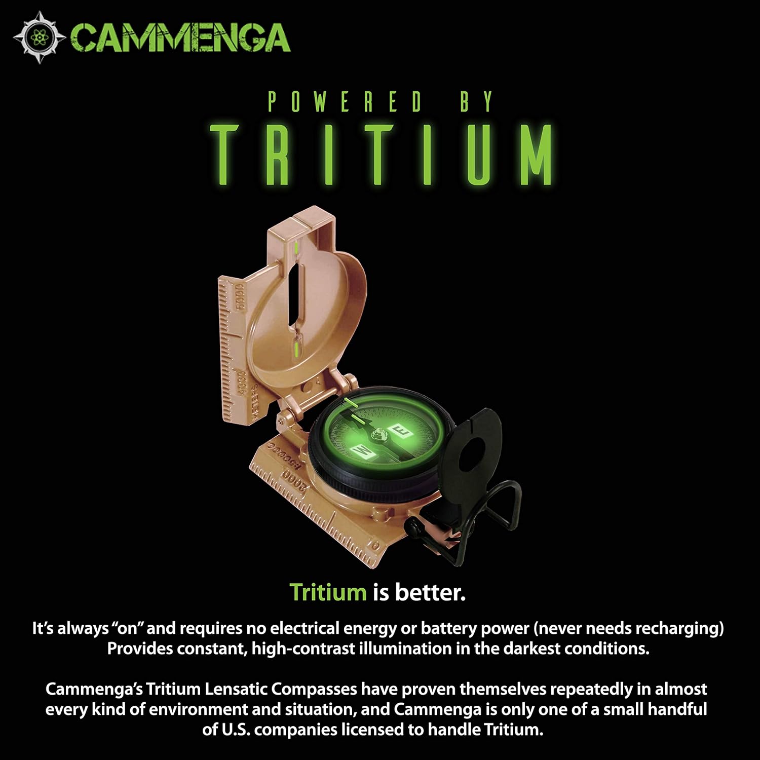 Cammenga Lensatic Tritium Compass, Official USA Military Compass - Accurate and Ultralight Tactical Compasses for Orienteering Backpacking Hunting Hiking Boating - Black : Sport Compasses : Sports & Outdoors
