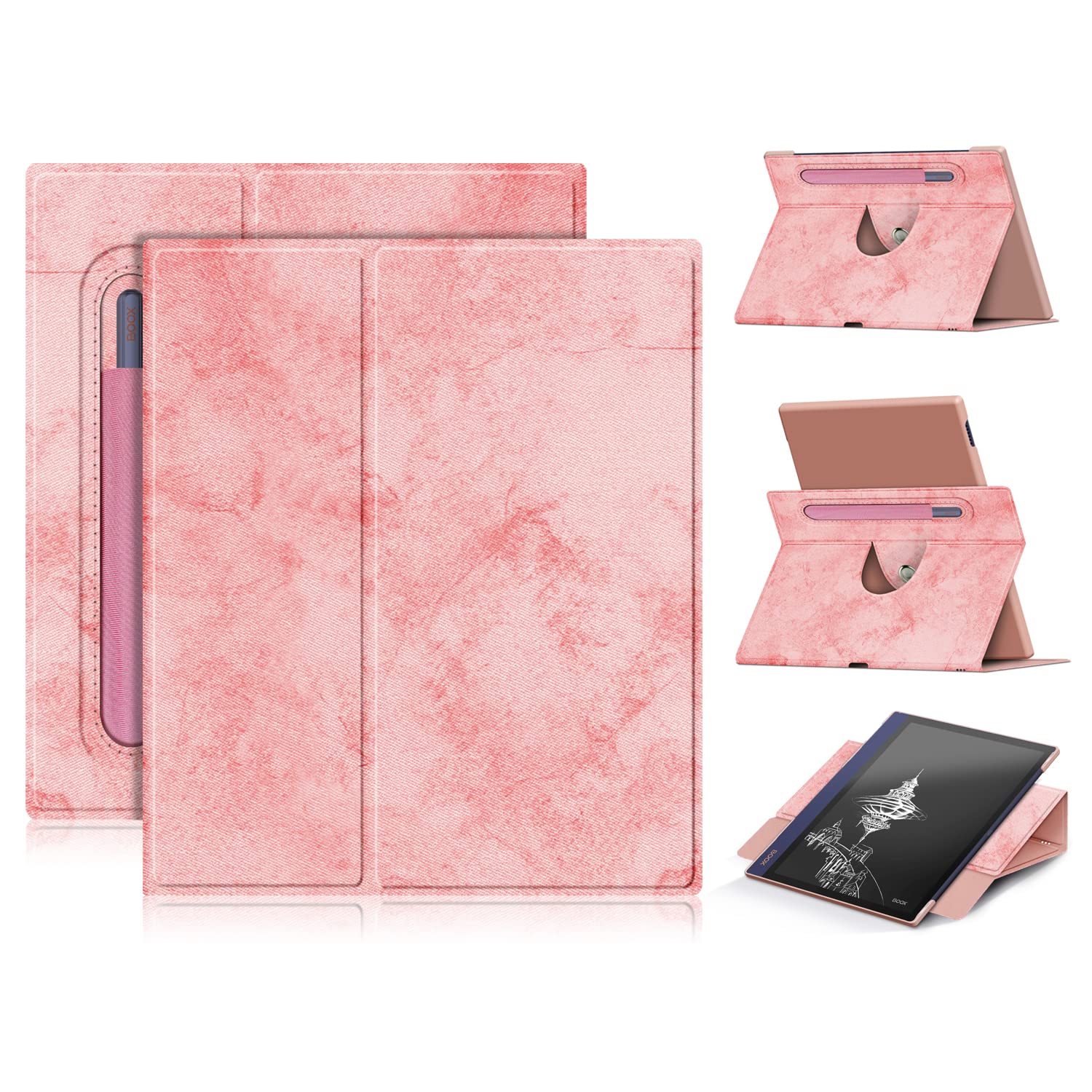 Étui Xiaomi Poco Pad pivotant 360° rose avec porte-stylo et support stable