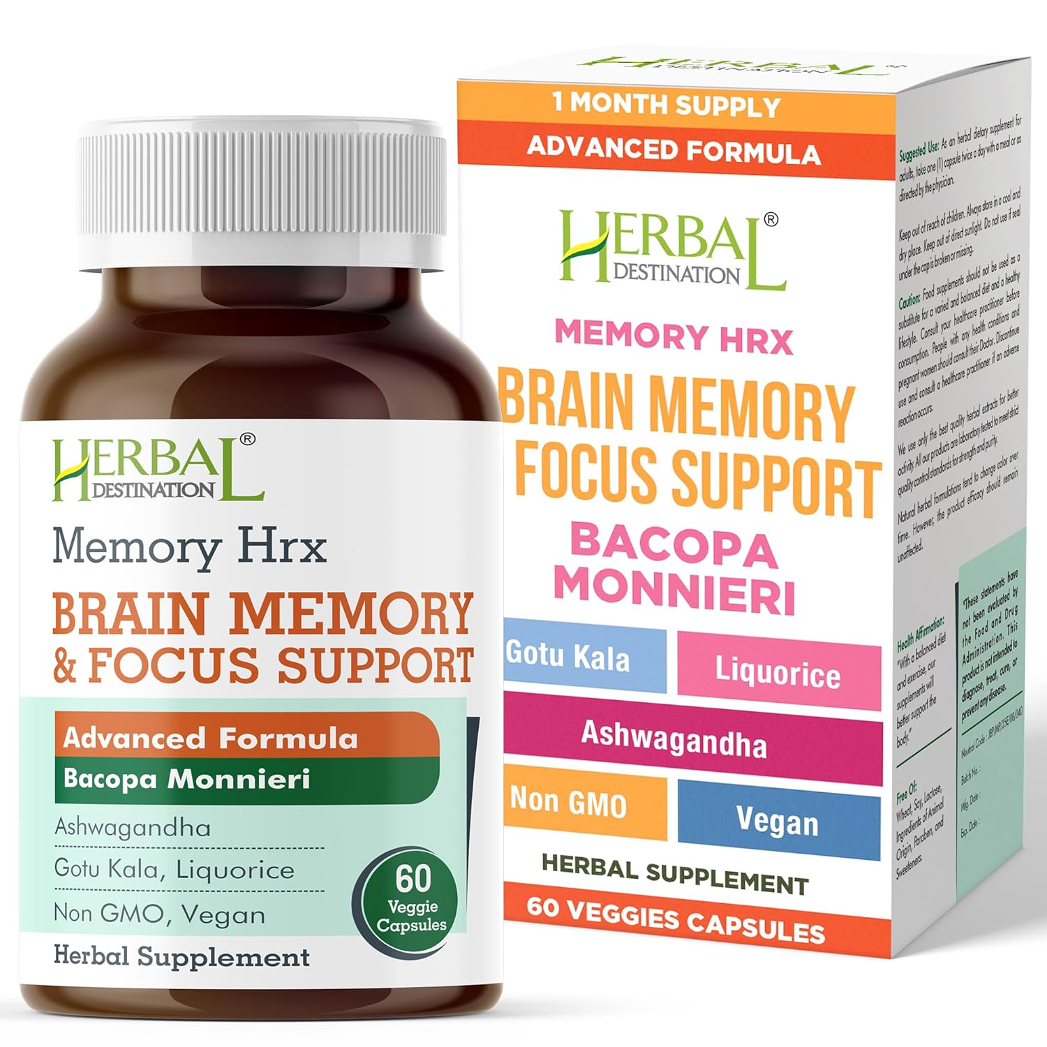 Memory Hrx - Brain Supplement Support Cognitive Function Improves Memory and Focus Brain Vitamins and Cognitive Supplement Gluten
