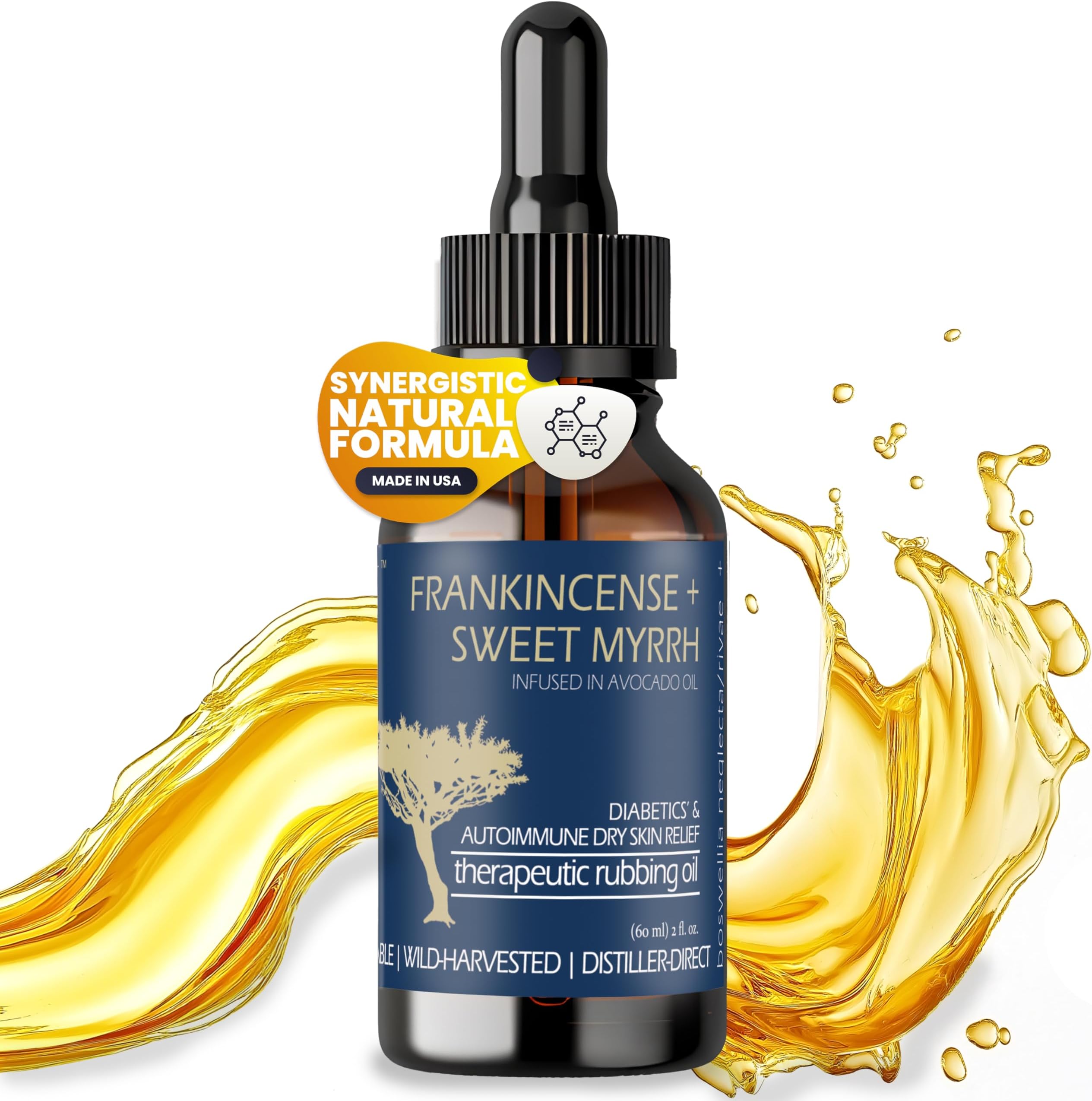 BALM OF GILEAD Neuropathy Frankincense & Sweet Myrrh Therapeutic Rubbing Oil - Instant Diabetic's & Autoimmune Dry Skin Relief & Repair, 2 fl oz