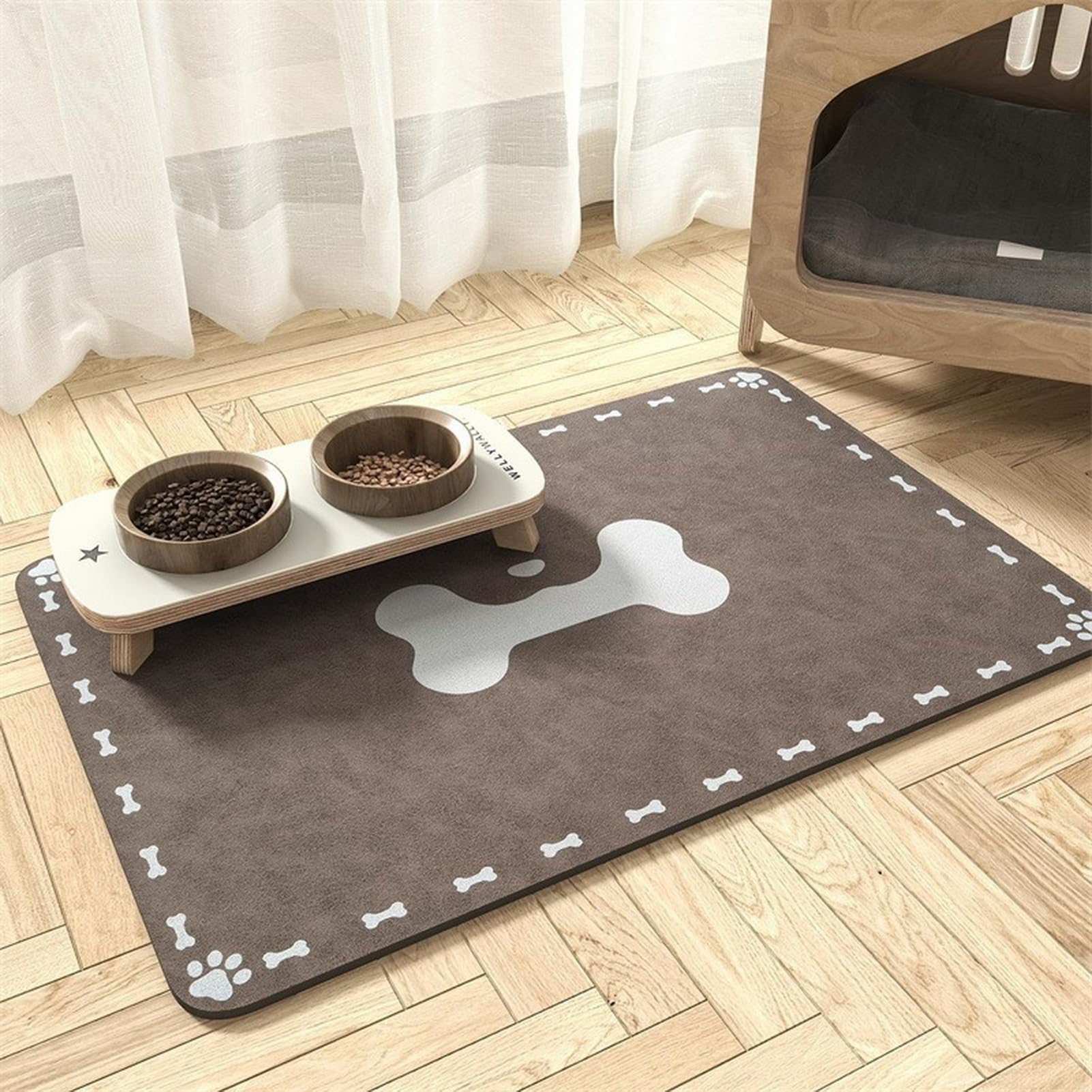 Tapis de nourriture pour chien contre les éclaboussures d'eau