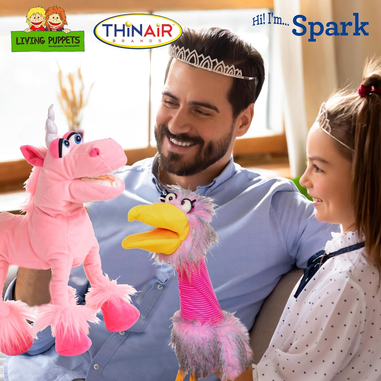 Living Puppets 16-Inch Pink Unicorn Hand Puppet - Fine European Design, Ultra-Soft and Cuddly, Promotes Child Development, Safety Certified, Teacher-Recommended for Boys and Girls