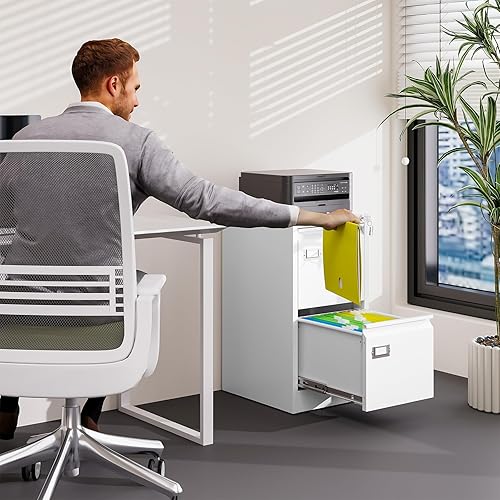 Miniatura 88 de Archivador vertical de 2 cajones con cerradura de metal, archivador vertical de metal, para oficina y hogar, archivadores verticales de acero