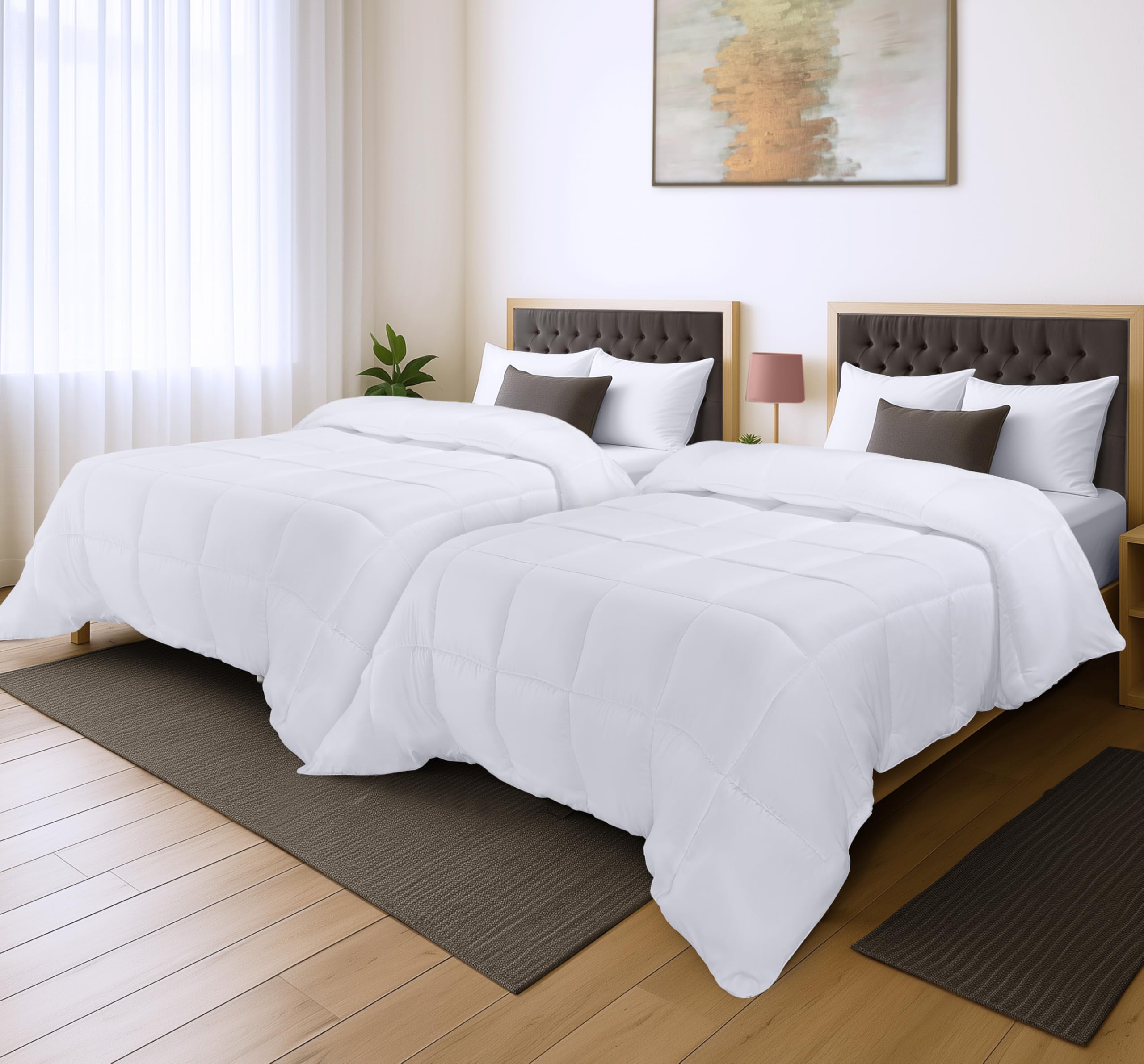 Utopia Bedding Comforter Duvet Insert, Quilted Comforter with Corner Tabs, Box Stitched Down Alternative Comforters Full Size (White, Pack of 2)