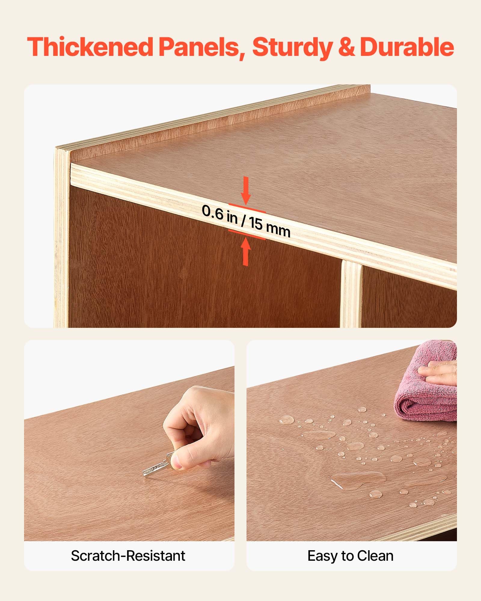 VEVOR Vestiaire 4 Enfants Ouvert, Penderie pour Enfants en Bois, Rangement pour Crèche Maternelle Garderie Maison, Meuble d'accueil Scolaire avec Casiers à Manteaux et à Chaussures, 8 Crochets