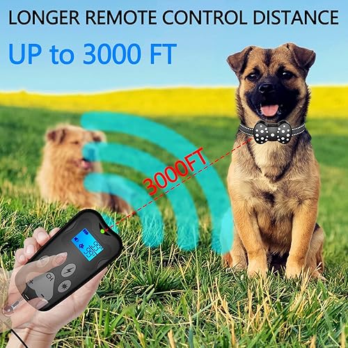 Miniatura 10 de Collar de choque para 2 perros, collar de entrenamiento recargable para mascotas, collar eléctrico remoto de 3000 pies con vibración de pitido y