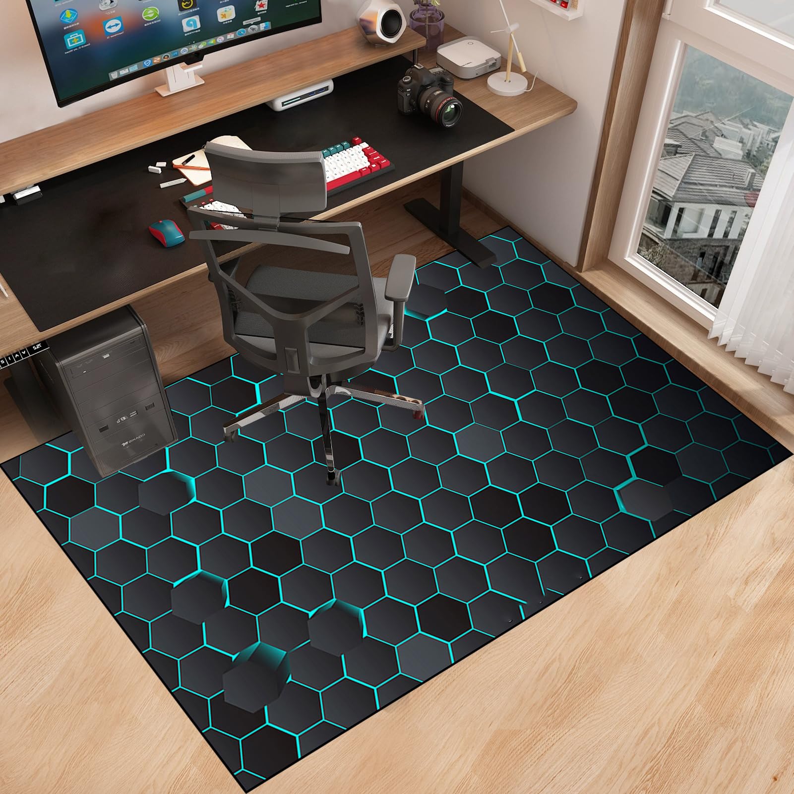 Bodenschutzmatte Gaming Teppich Stuhlunterlage Teppich-Stuhlmatte Schutzmatte für Teppichböden Kratzfest Bodenmatte Stuhlunterlage 80 x 100 cm schreibtischstuhl unterlage für Laminat