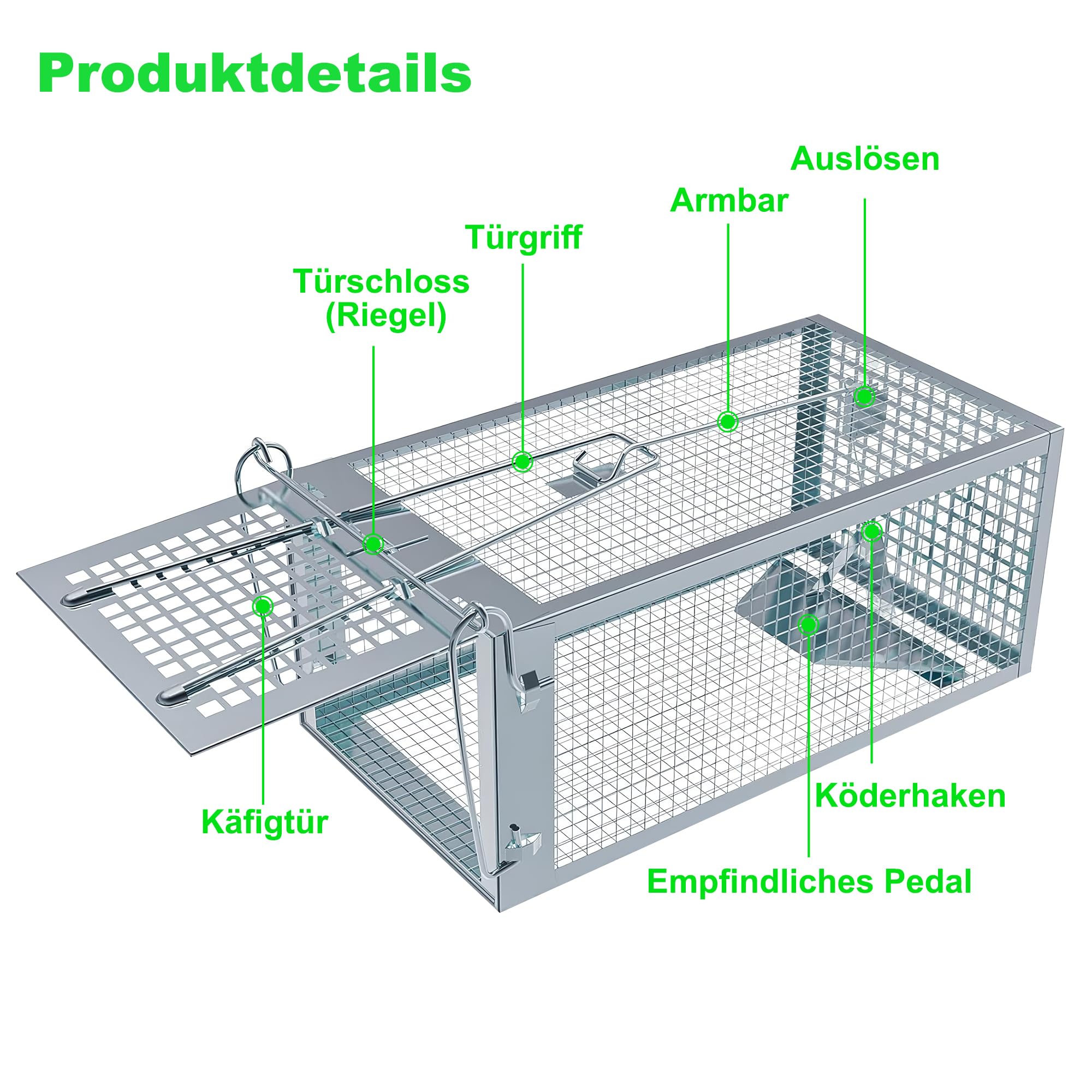 Mausefalle Lebend, Rattenfalle Lebendfalle 2er Set XL Groß Tierfalle Wiederverwendbare Mäuse Falle Lebend Käfig für Innen & Aussen, 100% Effektiv & Verletzungsfrei