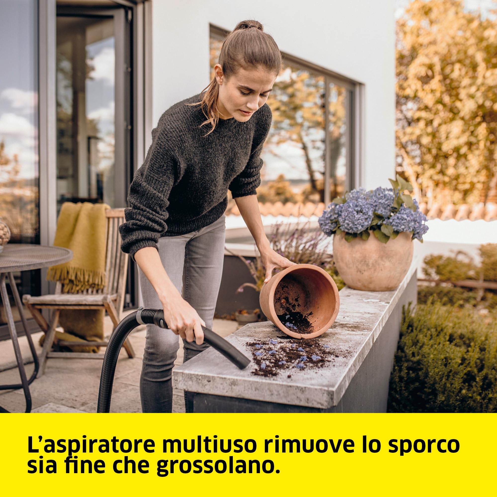KÄRCHER aspiratore solidi liquidi WD 3 V-17/4/20, funzione soffiante, 1000 W, contenitore in plastica 17 l, tubo 2 m, con filtro a cartuccia, filtro in vello, bocchette per pavimenti e fessure