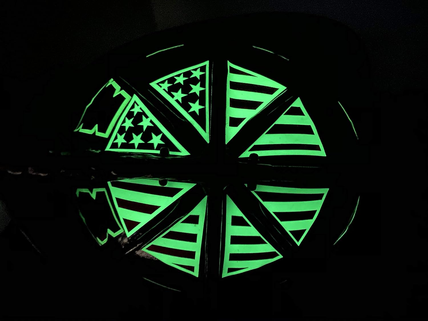 IdentiFire® American Flag Crown of Helmet Sticker, Reflective and photoluminescent (Glow in The Dark) (Red/Blue Combo)