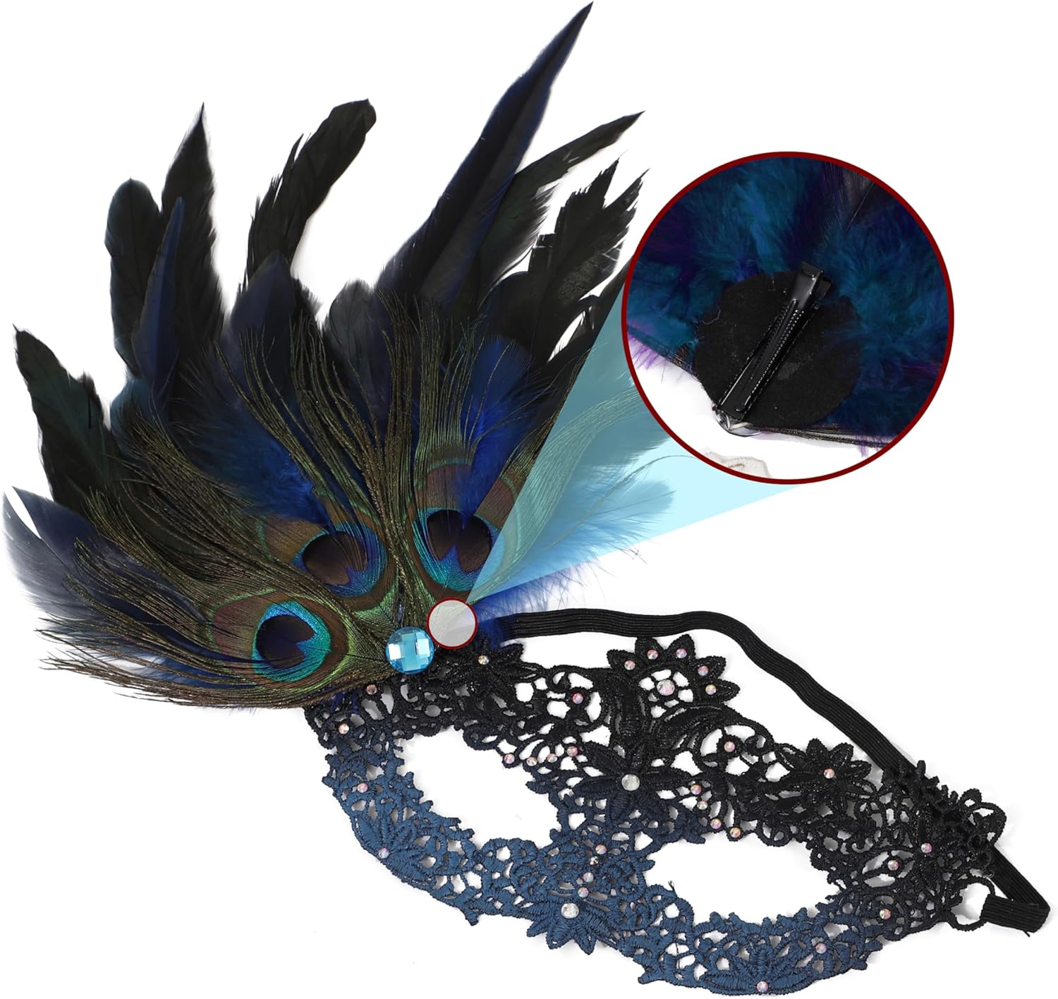 LA CARRIE Lace Feather Masquerade Face Mask for Women Venetian Mardi Gras Mask for Halloween Party Costumes - Image 2