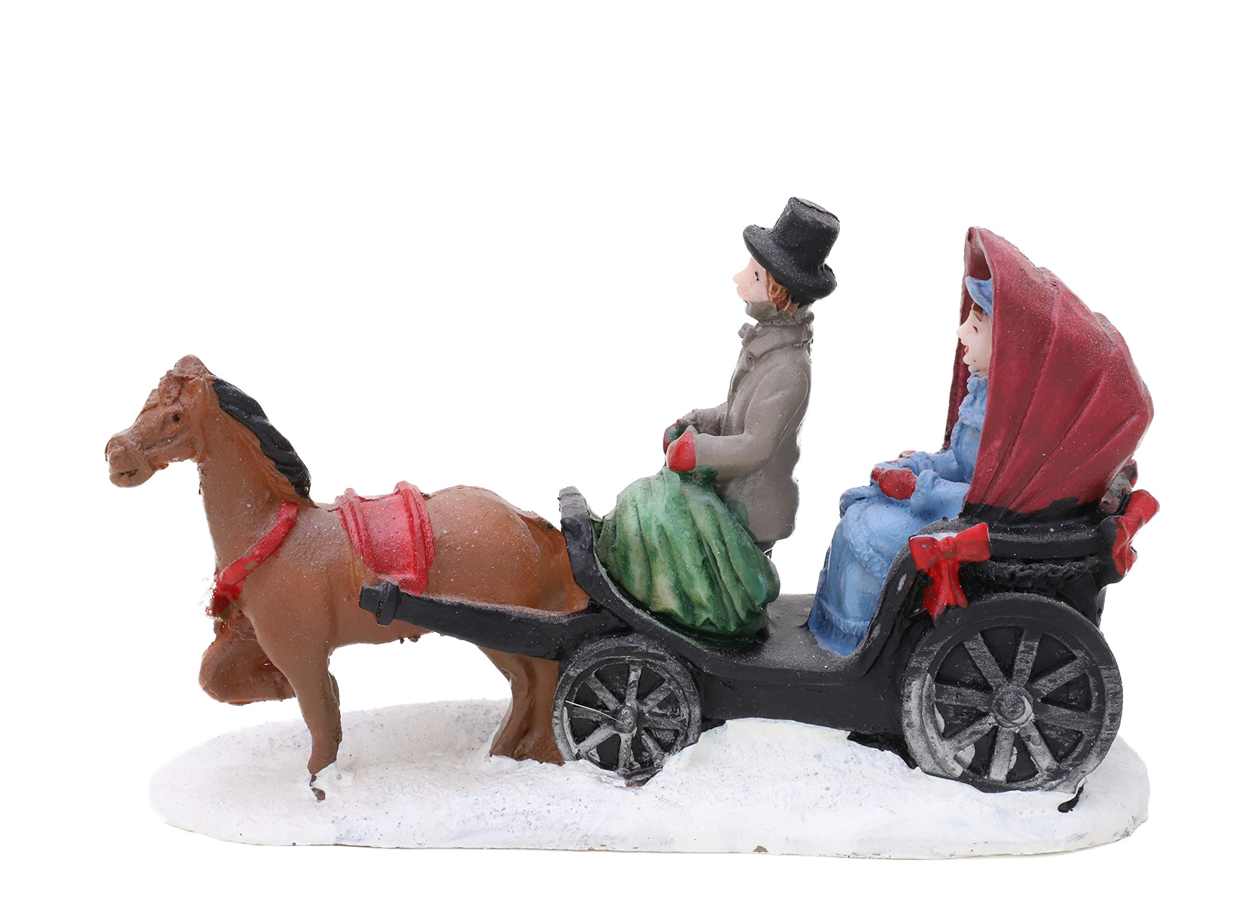 Toyland White Toyland® Mini Resin Christmas Collectible Ornament - Village Scene Accessories - Xmas Figures (Carriage Ride 3.5 X 2.6 Inch)