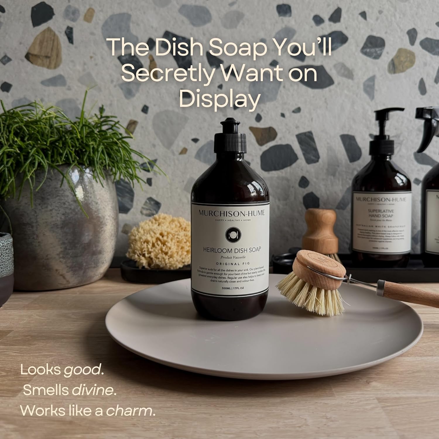 Murchison-Hume Dishwashing Soap, 16 fl oz - Original Fig Mild Dish Soap, Non-Toxic, Cuts Grease, Gentle on Hands, Biodegradable, Sulfate-Free, Sustainable, Counter Worthy Design - Image 4