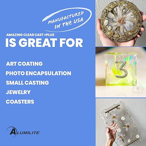 Miniatura 4 de Alumilite Amazing Clear Cast Plus - Resina epoxi de 1 galón con kit de creación de 84 piezas con polvo de mica, purpurina, herramientas, resina de