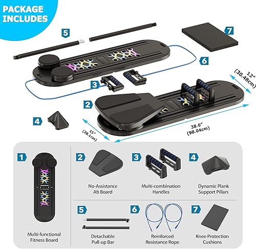 Miniatura 4 de Pilates Board, Multifunctional Pilates Reformer Machine with Ab Trainer, Portable Pilates Reformer for Core & Full Body Workout, Foldable Home Gym