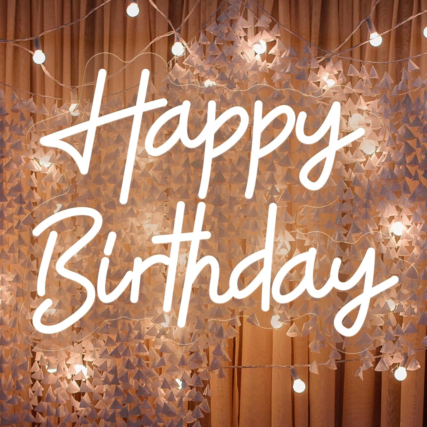 Happy Birthday Neon Sign for Wall Decor, Happy Birthday Light up Sign USB Powered LED Neon light Signs for Backdrop Birthday Party Decoration Warm White
