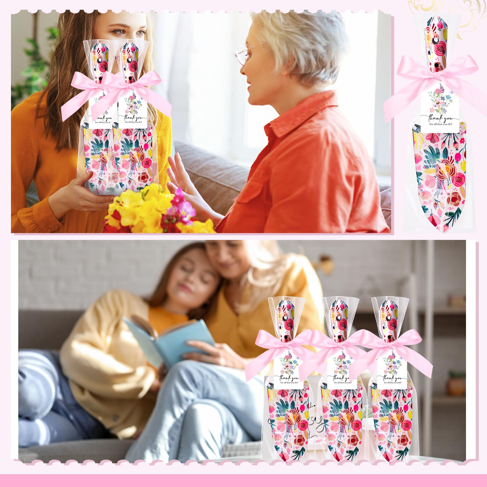 Blosssound Juego de 12 juegos de herramientas de jardinería para mujeres con paleta de jardín floral resistente, tarjetas de felicitación, cintas, bolsas de plástico, herramientas de jardín, regalo a