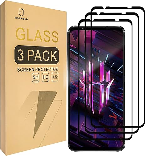 Mr.Shield Paquete de 3 Protector de pantalla para Nubia Red Magic 7  Red Magic 7S cubierta completa vidrio templado vidrio japonés con dureza 9H