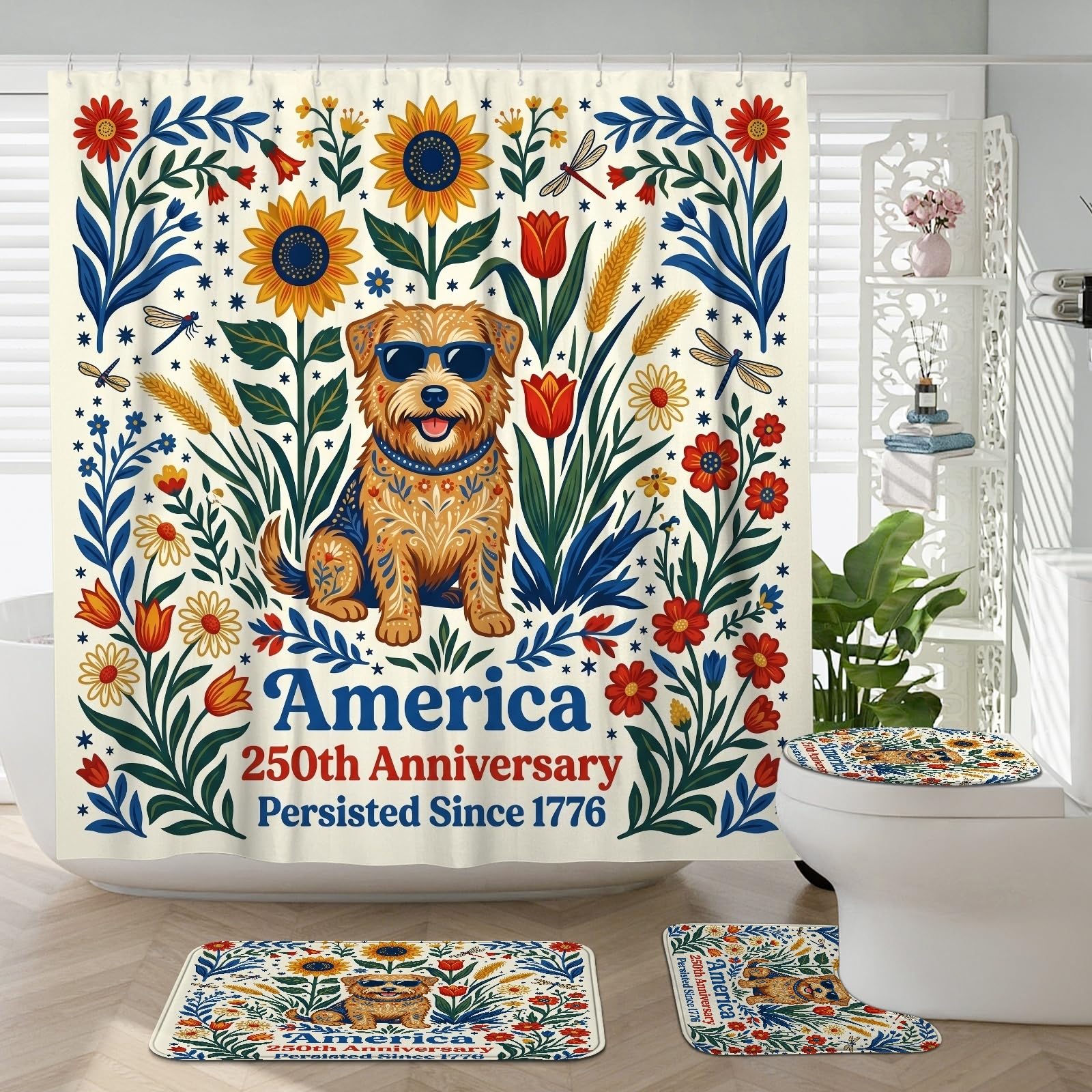 Tapis de salle de bain Norfolk Terrier pour une décoration florale et chaleureuse