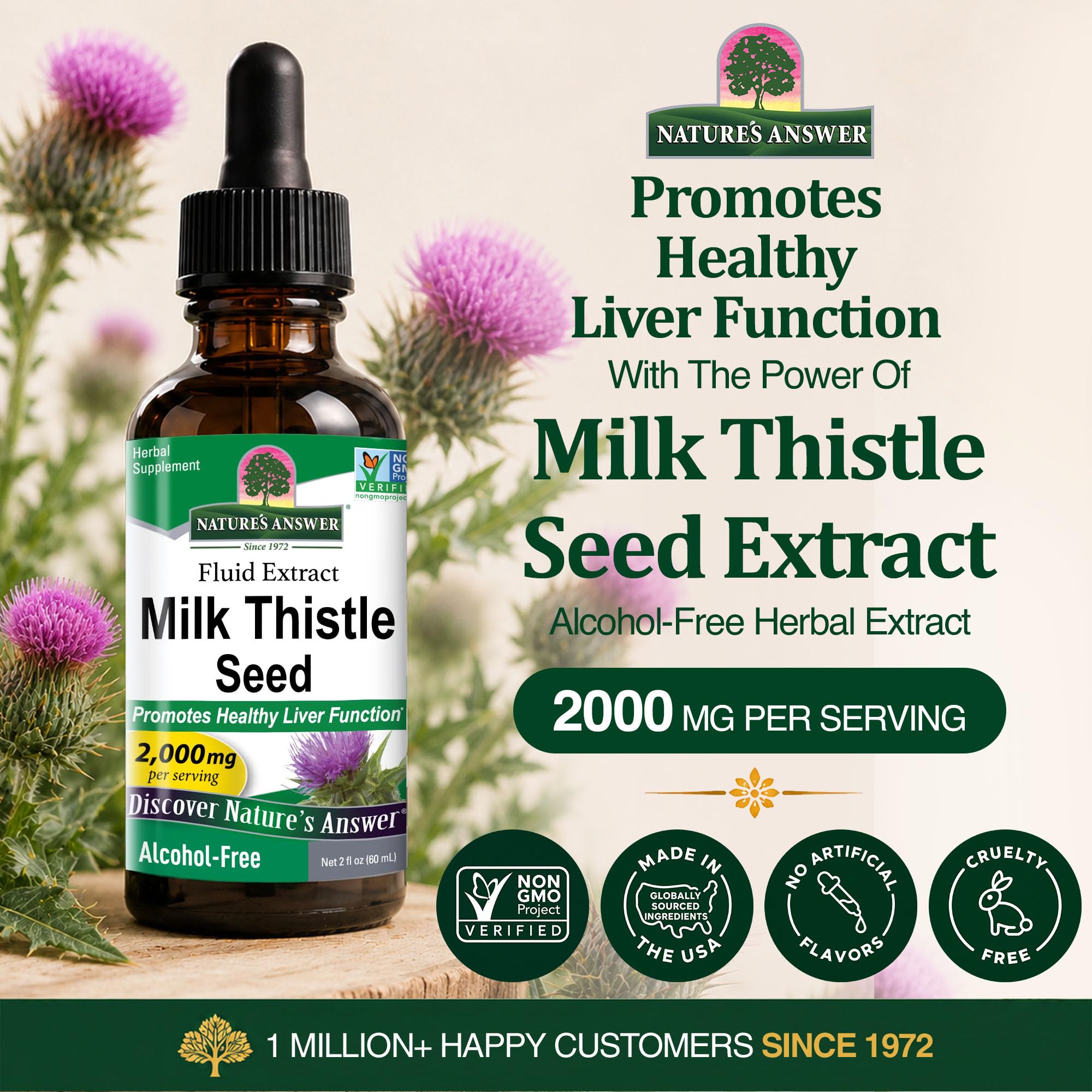 Nature's Answer Milk Thistle 2000mg Extract - 2oz, Alcohol-Free, Kosher — Amazon image 2